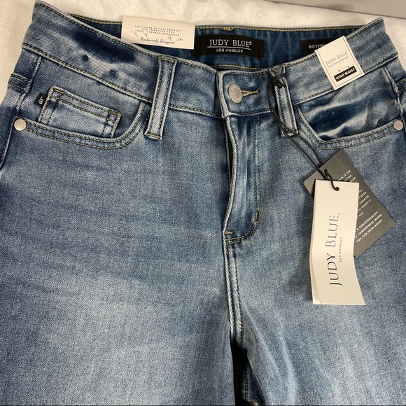 NWT Judy Blue Therma Denim Boyfriend Fit High Waist Medium Wash Jeans Size 0 - Picture 4 of 16